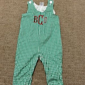 Gingham Longall Monogrammed BOC JonJon Overalls